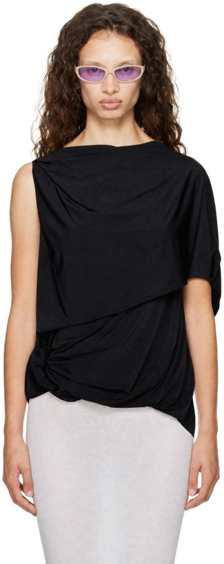 Photo: Entire Studios Black Lycra Side Drape Top