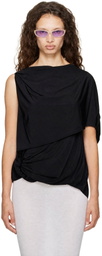 Entire Studios Black Lycra Side Drape Top