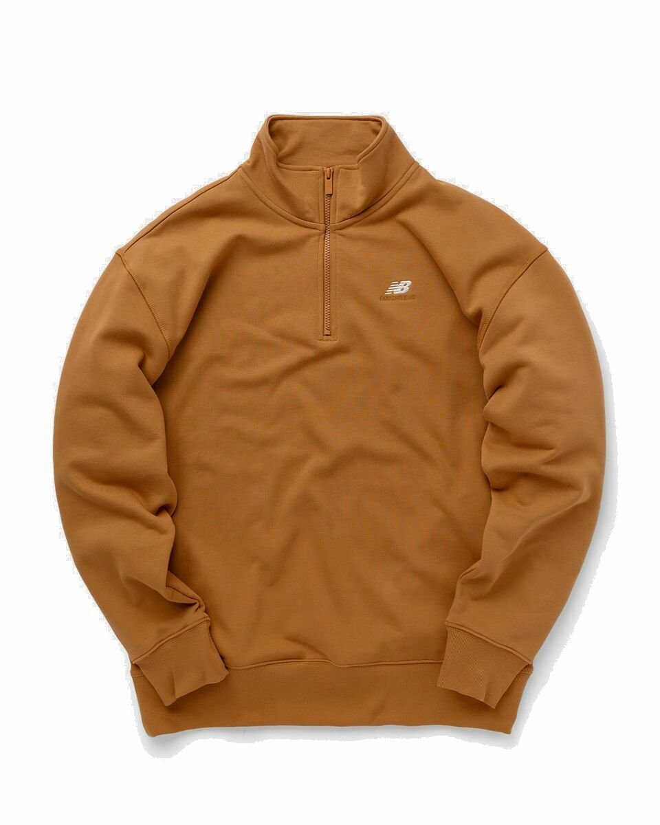 Photo: New Balance Athletics Remastered French Terry 1/4 Zip Brown - Mens - Half Zips