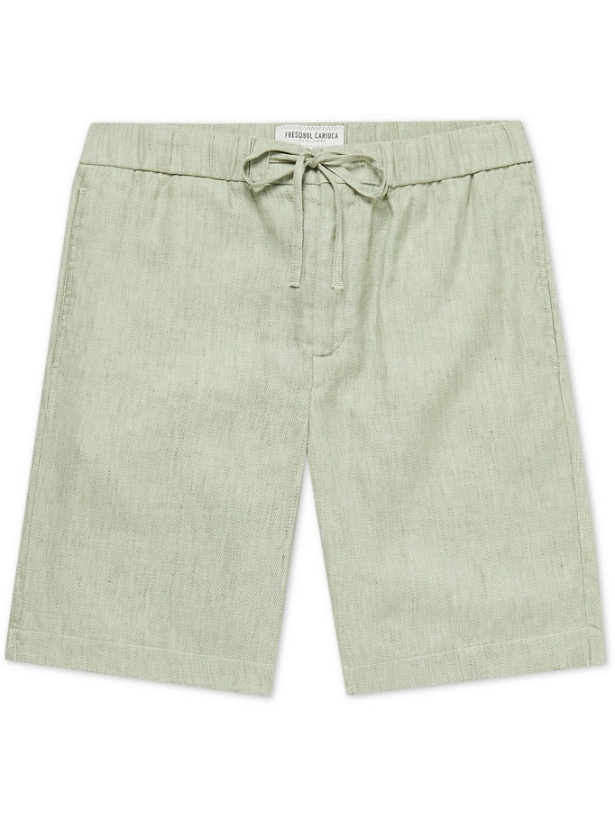 Photo: FRESCOBOL CARIOCA - Felipe Linen and Cotton-Blend Drawstring Shorts - Green