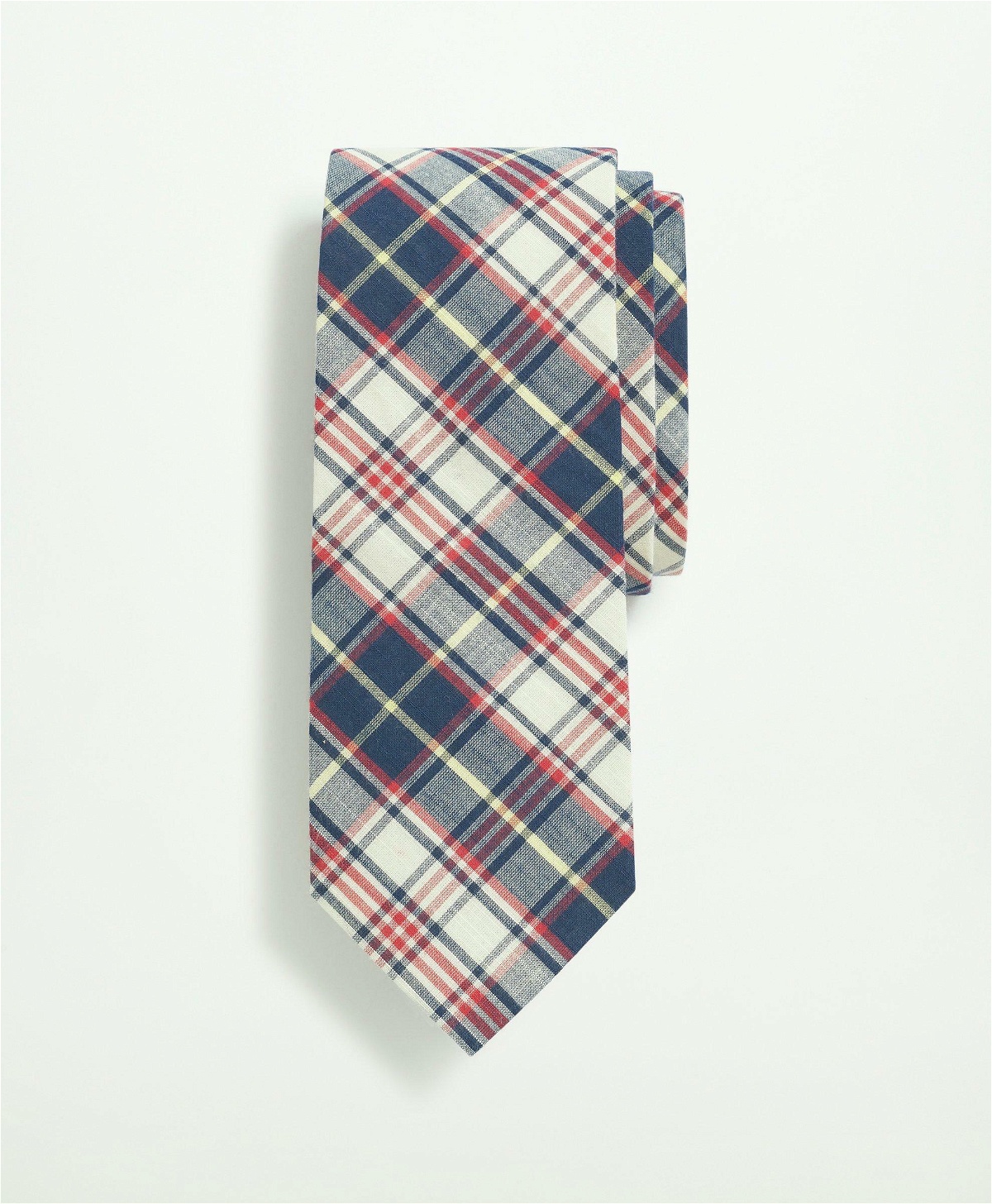 Brooks Brothers Men's Cotton Madras Pattern Tie | Ivory