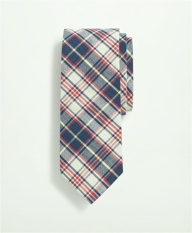 Photo: Brooks Brothers Men's Cotton Madras Pattern Tie | Ivory