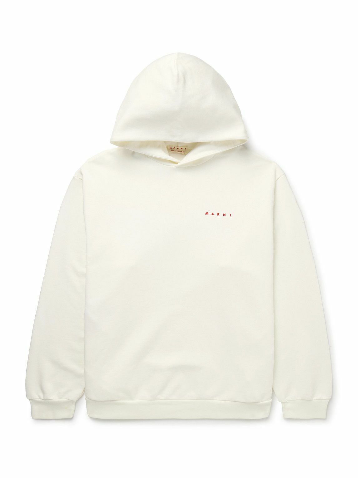 Marni - Logo-Print Embroidered Cotton-Jersey Hoodie - White Marni