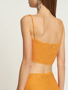 SELF-PORTRAIT - Orange Hotfix Mesh Top