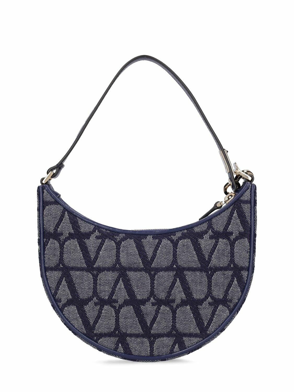 VALENTINO GARAVANI - Mini V Logo Signature Denim Hobo Bag