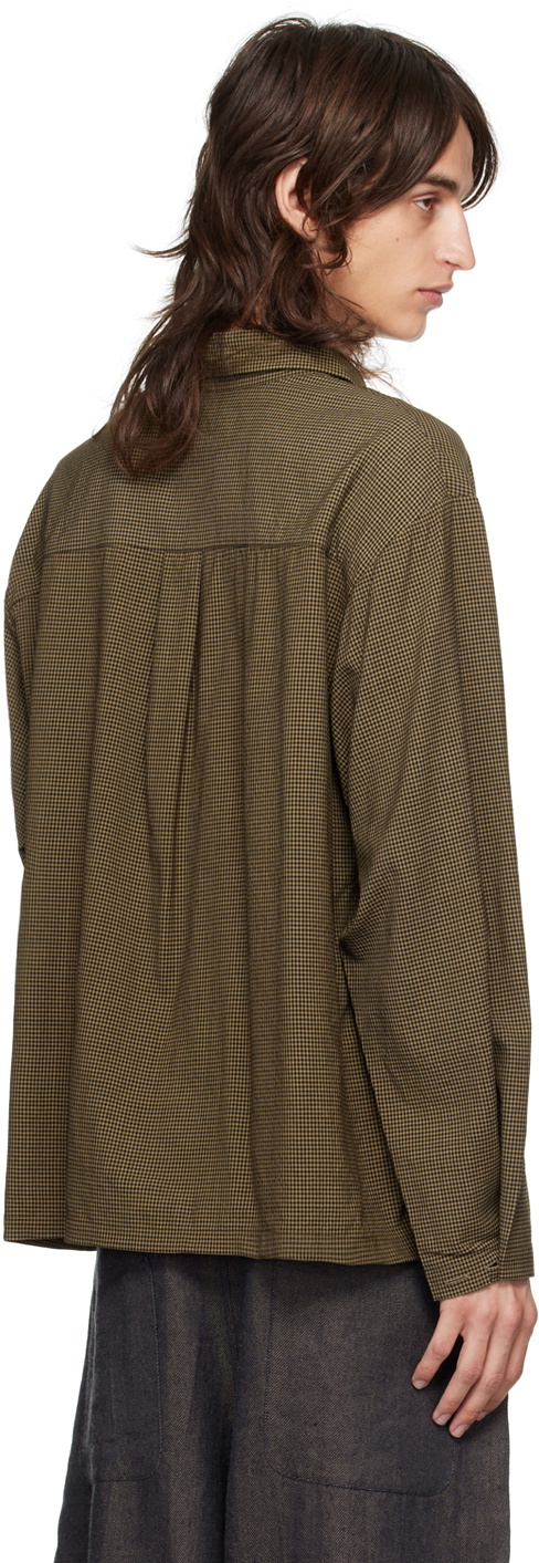 Aviva Jifei Xue Brown Gingham Boxy Shirt