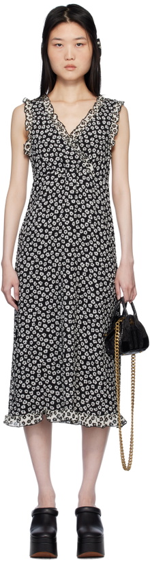 Photo: Anna Sui Black Daisy Pucker Midi Dress