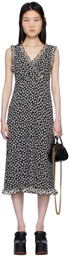Anna Sui Black Daisy Pucker Midi Dress