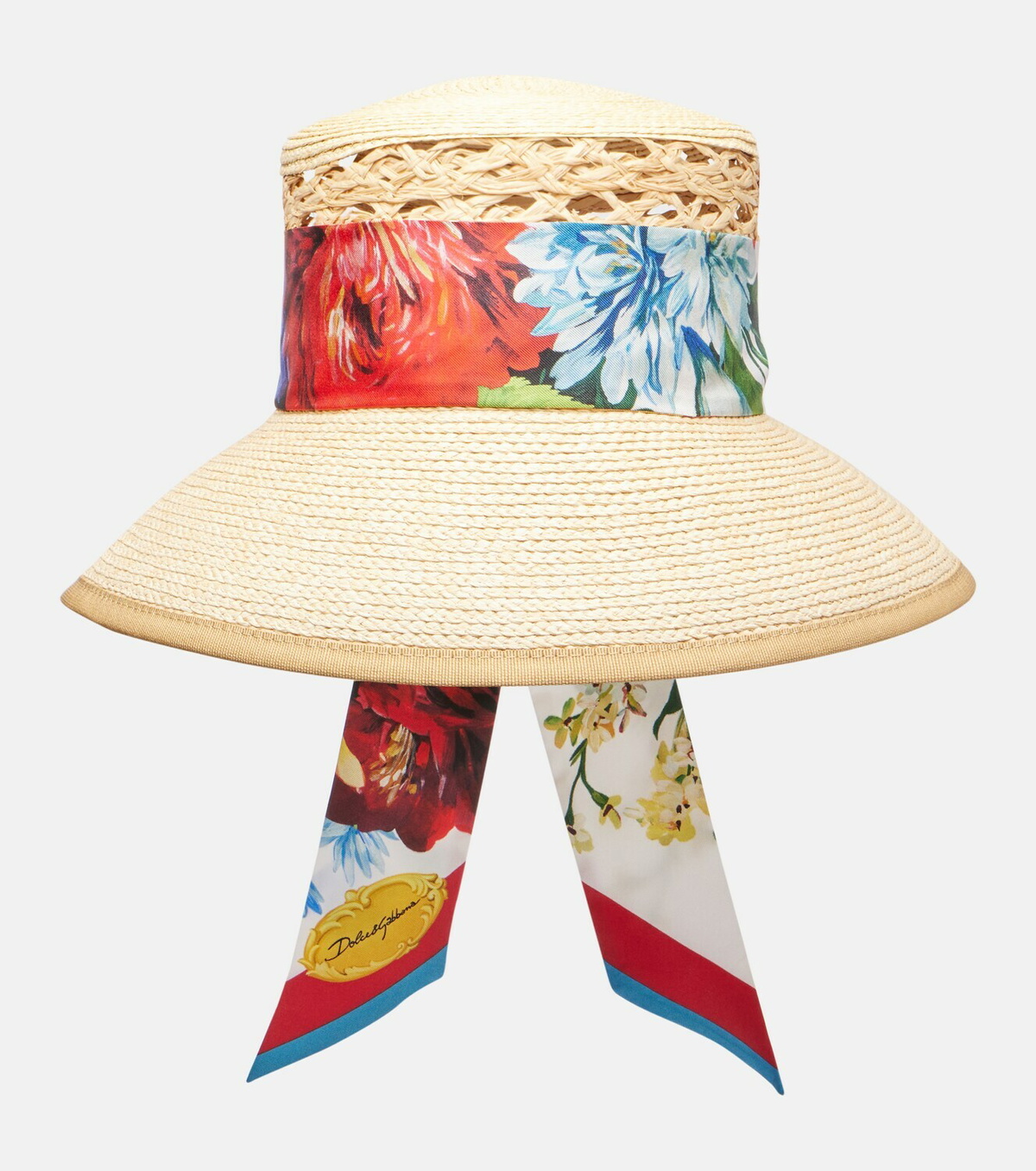 Dolce&Gabbana Scarf-detail raffia sun hat
