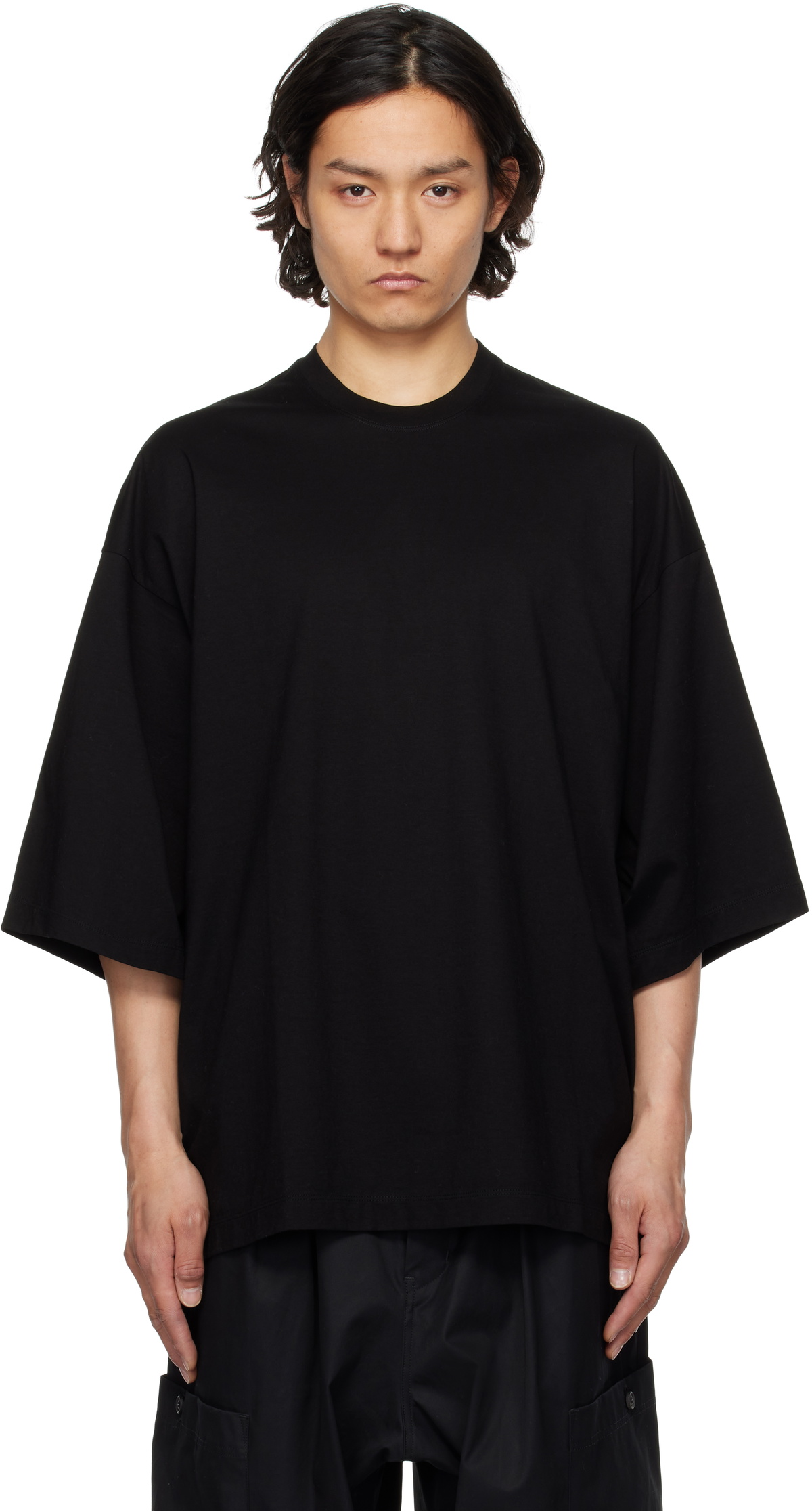 Julius Black Draped Long Sleeve T-Shirt Julius