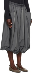 YOHJI YAMAMOTO Gray PE Twill R-Volume Midi Skirt