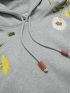 Loewe - Anagram Flowers Embroidered Cotton-Jersey Hoodie - Gray