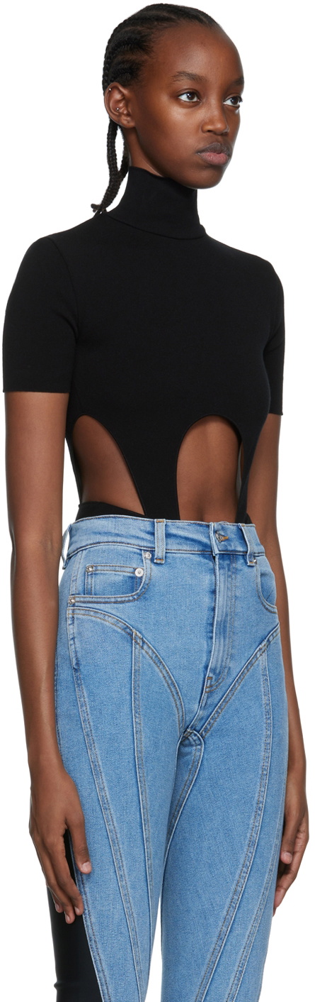 Mugler Black Cutout Bodysuit