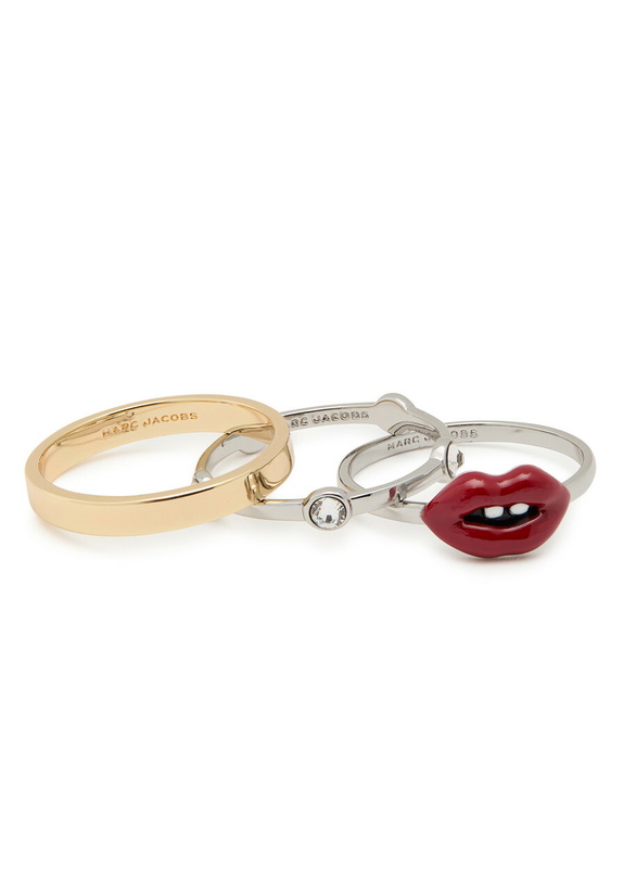 Photo: Marc Jacobs Lips Plated Brass Rings set of Three Gold