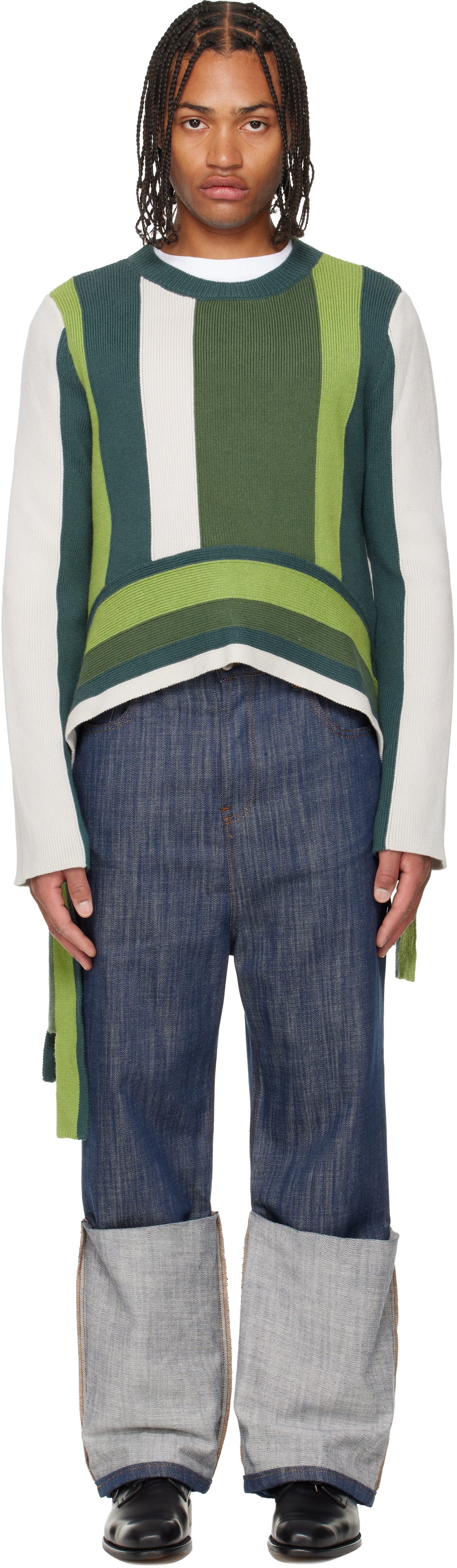 Edward Cuming Khaki & Burgundy Cable Knit Zip Sweater Edward Cuming