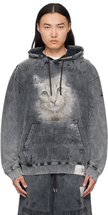 Photo: Maison MIHARA YASUHIRO Black Bleached Cat Print Hoodie