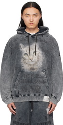 Maison MIHARA YASUHIRO Black Bleached Cat Print Hoodie