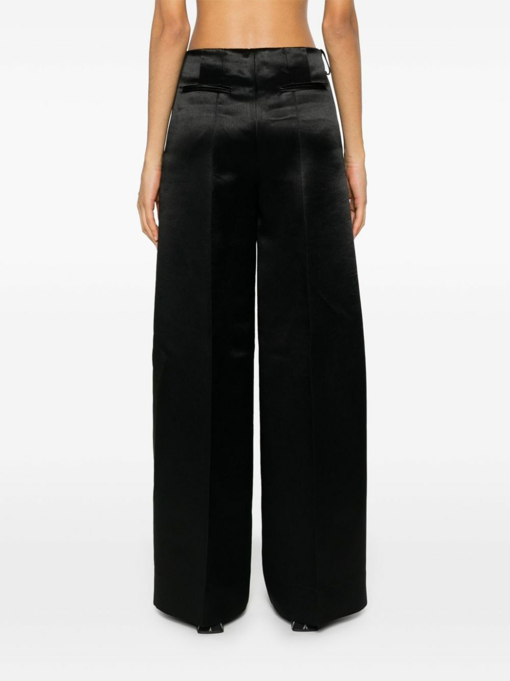 Peter Do Black Wide-Leg Satin Trousers
