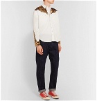Human Made - Panelled Leopard-Print Satin and Twill Western Shirt - White
