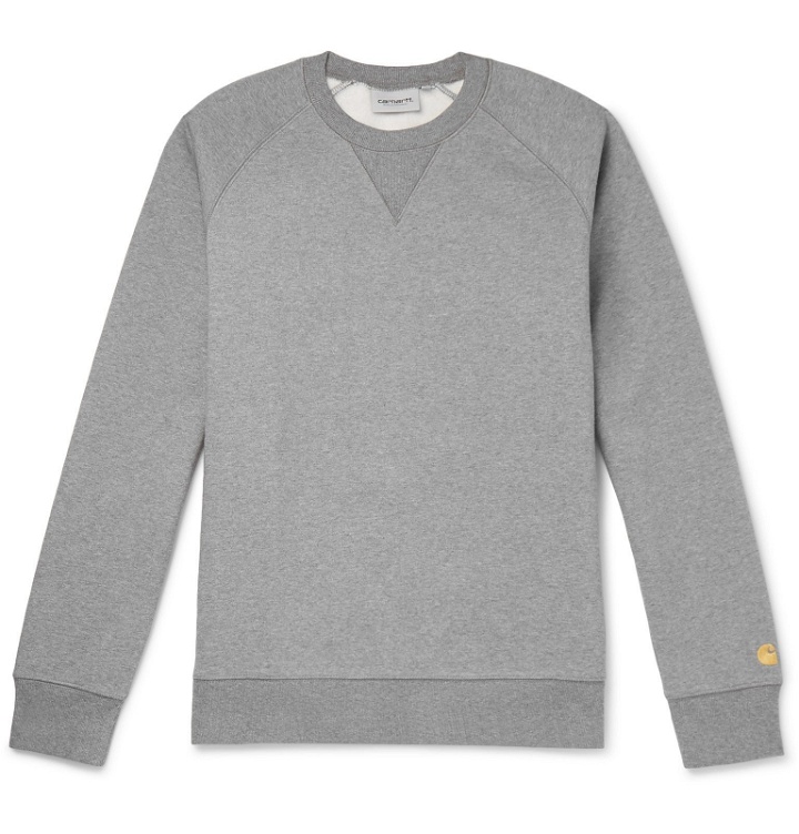 Photo: Carhartt WIP - Chase Mélange Fleece-Back Cotton-Blend Jersey Sweatshirt - Gray