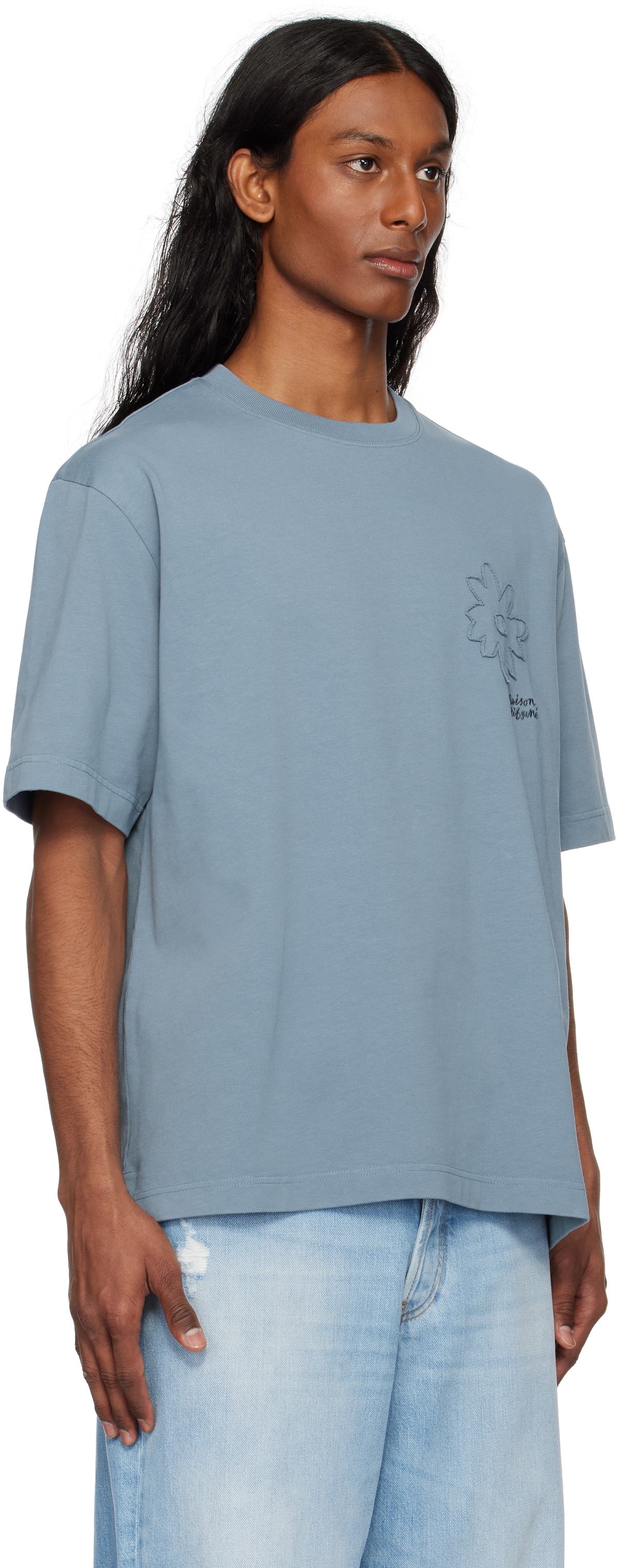 Maison Kitsuné Gray Crafted Daisy Oversize T-shirt Maison Kitsune