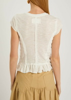 Free People Sylvie Shirred Cotton-blend T-shirt Ivory