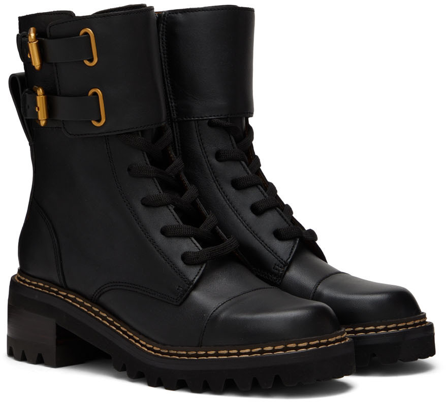 See by Chloé Black Mallory Combat Boots