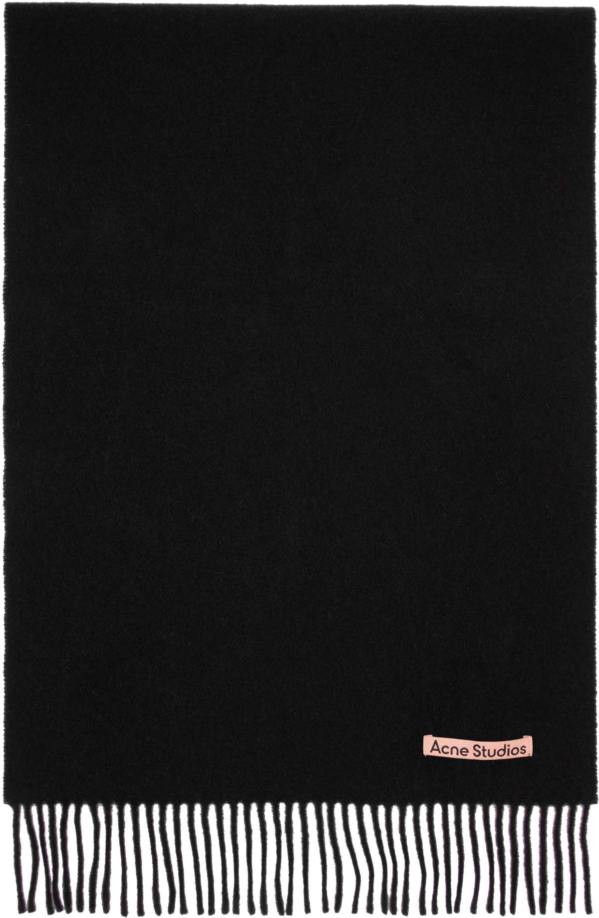 Acne Studios Black Fringe Wool Narrow Scarf