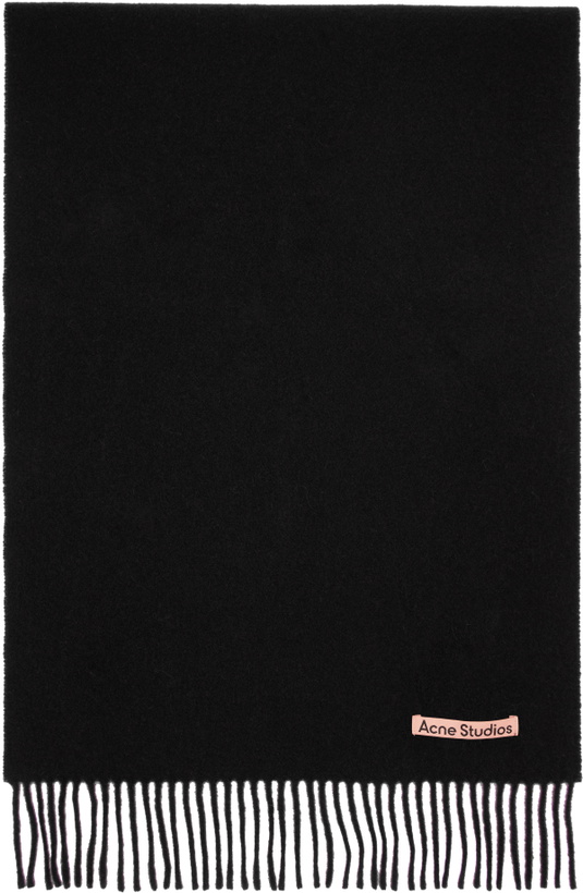 Photo: Acne Studios Black Fringe Wool Narrow Scarf