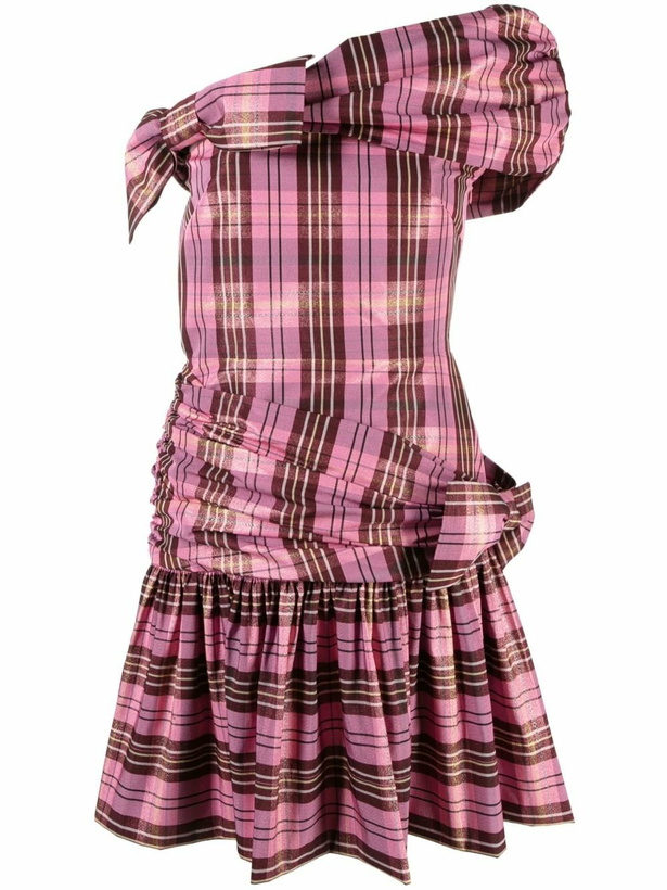 Photo: Molly Goddard Pink Dimitria Bow Detail Checked Dress