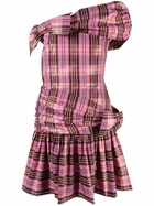 Molly Goddard Pink Dimitria Bow Detail Checked Dress