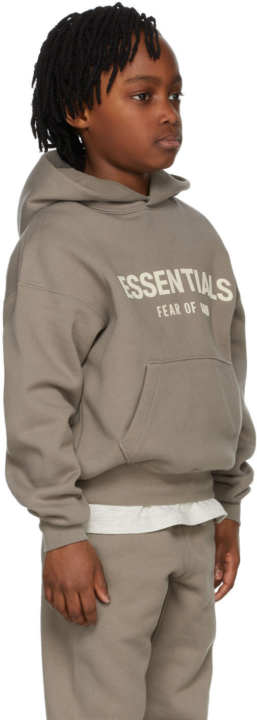 Essentials Kids Taupe Logo Hoodie Essentials