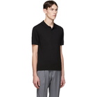 Z Zegna Black Wool Knit Polo