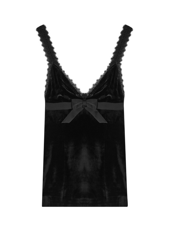 Photo: Ronny Kobo Emmi Bow-embellished Velvet Mini Dress Black