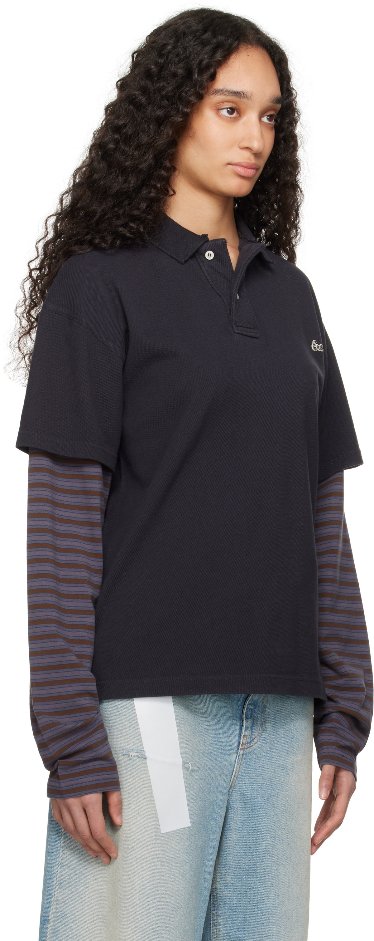 ERL Black Double Sleeve Polo ERL