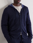 PIACENZA 1733 - Knitted Silk and Linen-Blend Zip-Up Hoodie - Blue