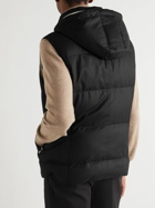 Brunello Cucinelli - Quilted Wool-Flannel Hooded Down Gilet - Black