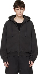 SKIMS Black Heavyweight Fleece Zip-Up Hoodie