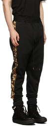 mastermind WORLD Black Leopard Lined Sweatpants