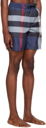 Burberry Navy Exaggerated Check Swim Shorts