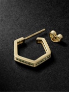 KOLOURS JEWELRY - Hexagon Medium Gold Diamond Single Hoop Earring
