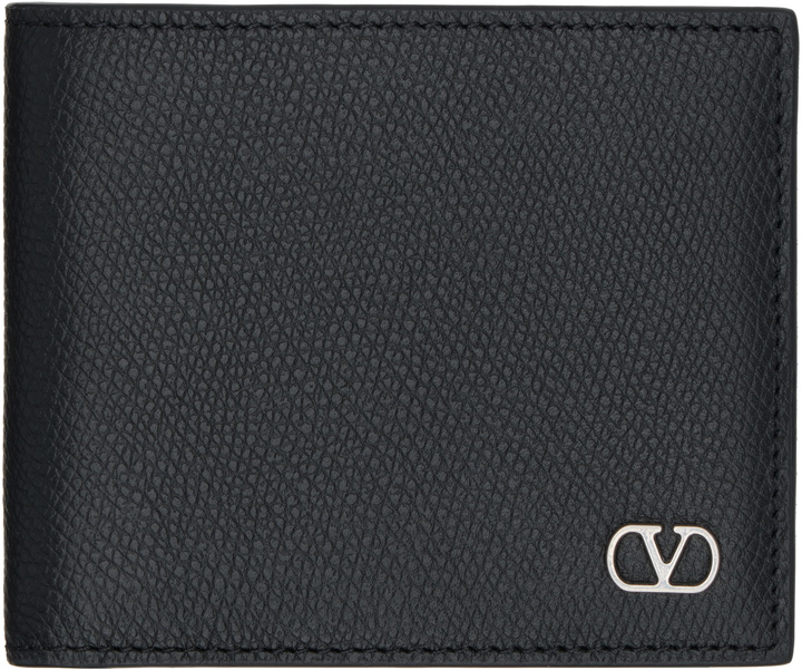 Photo: Valentino Garavani Black VLogo Signature Grainy Calfskin Wallet