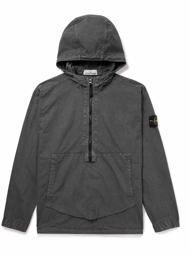 Photo: Stone Island - Logo-Appliquéd Cotton Half-Zip Shirt Jacket - Gray