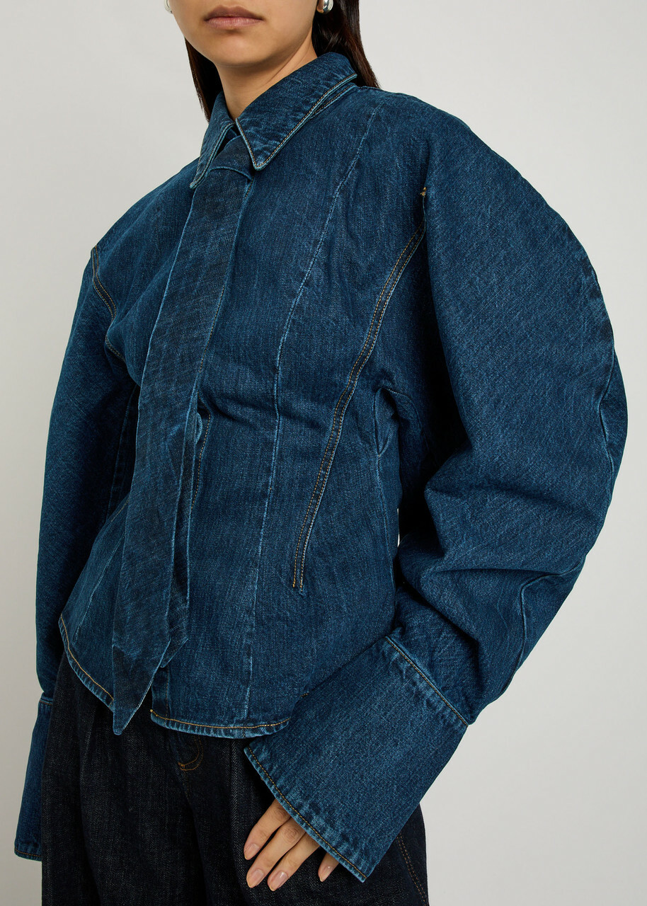 A.W.A.K.E Mode Puff-sleeve Denim Shirt Blue