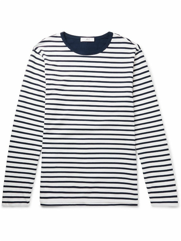 Photo: Mr P. - Striped Long-Sleeved Cotton-Jersey T-Shirt - Blue