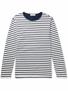 Mr P. - Striped Long-Sleeved Cotton-Jersey T-Shirt - Blue