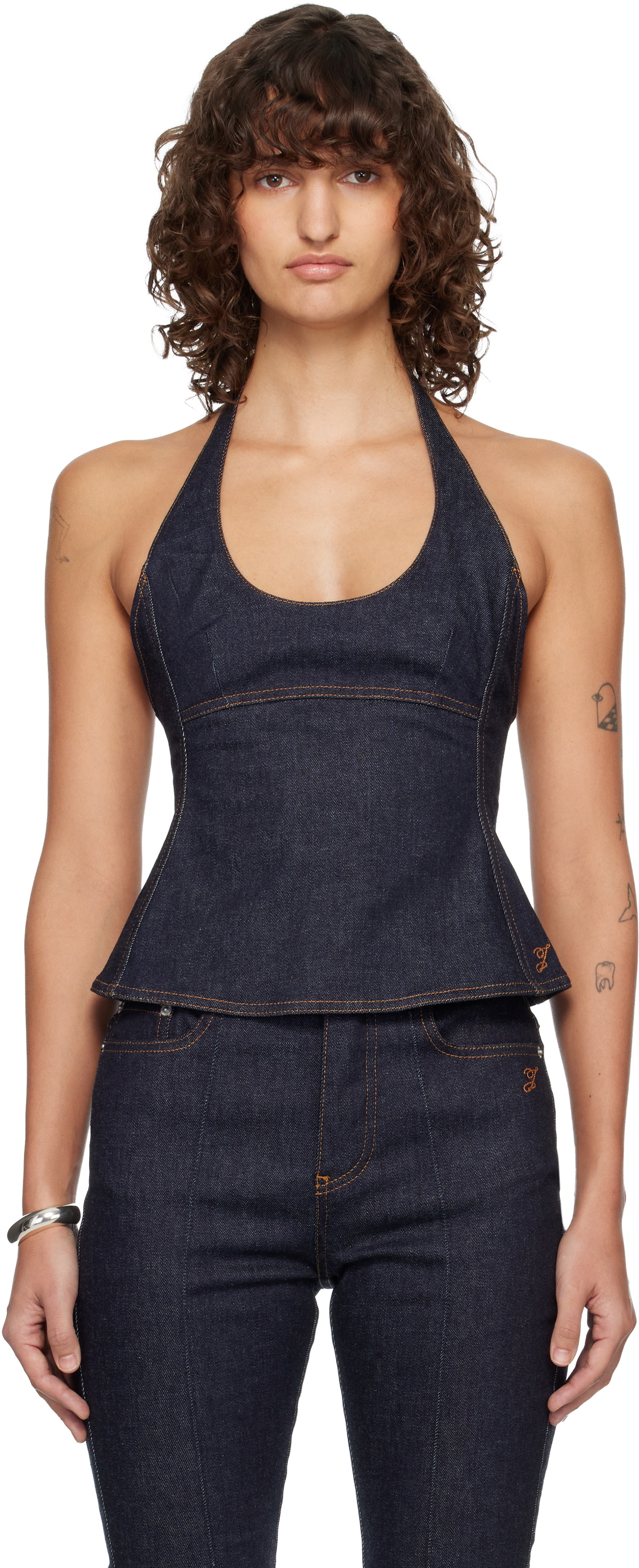 JACQUEMUS Navy 'The Lavoir de-Nîmes denim' Top