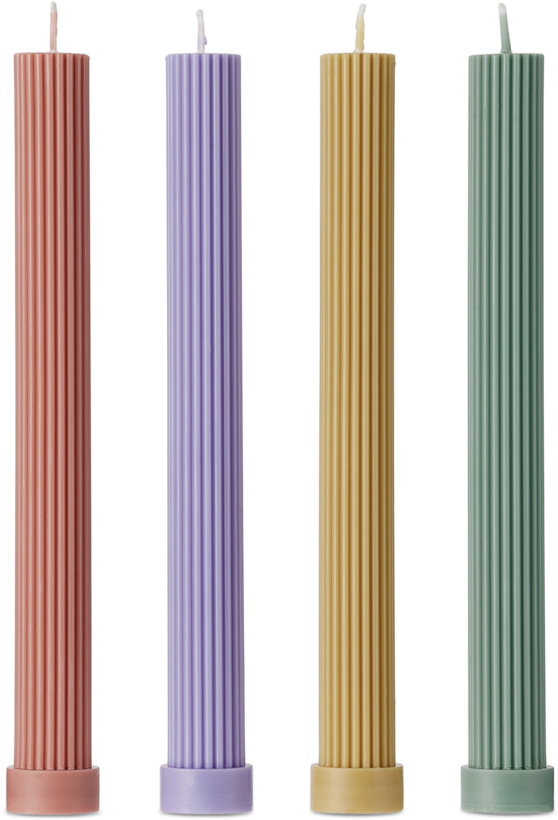 Photo: BLACK BLAZE Multicolor Column Pillar Party Candle Set, 4 pcs