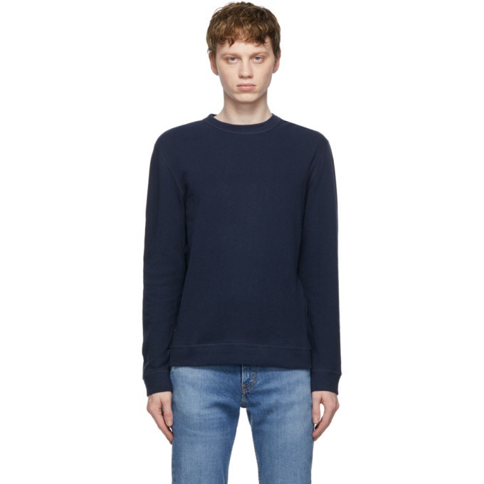 Naked and Famous Denim Navy Slim Crew Vintage Doubleface Sweater Naked ...