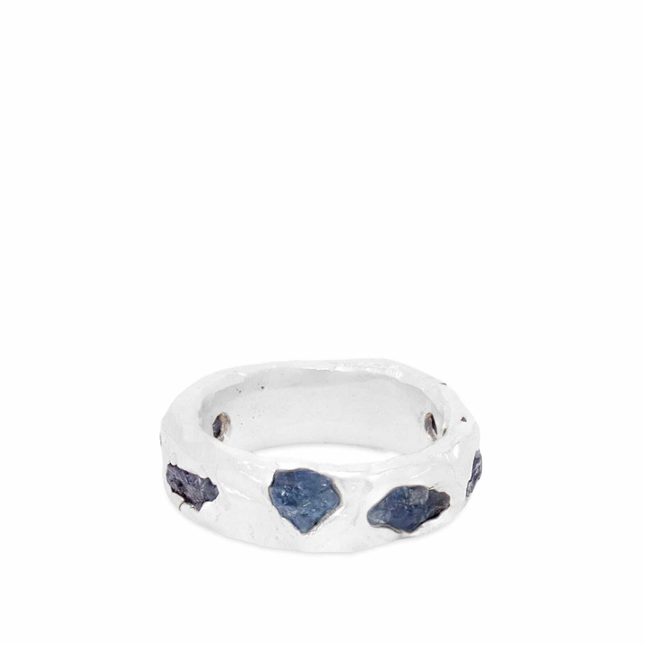 Photo: The Ouze Men's Sapphire Scatter Band Ring in Silver/Blue